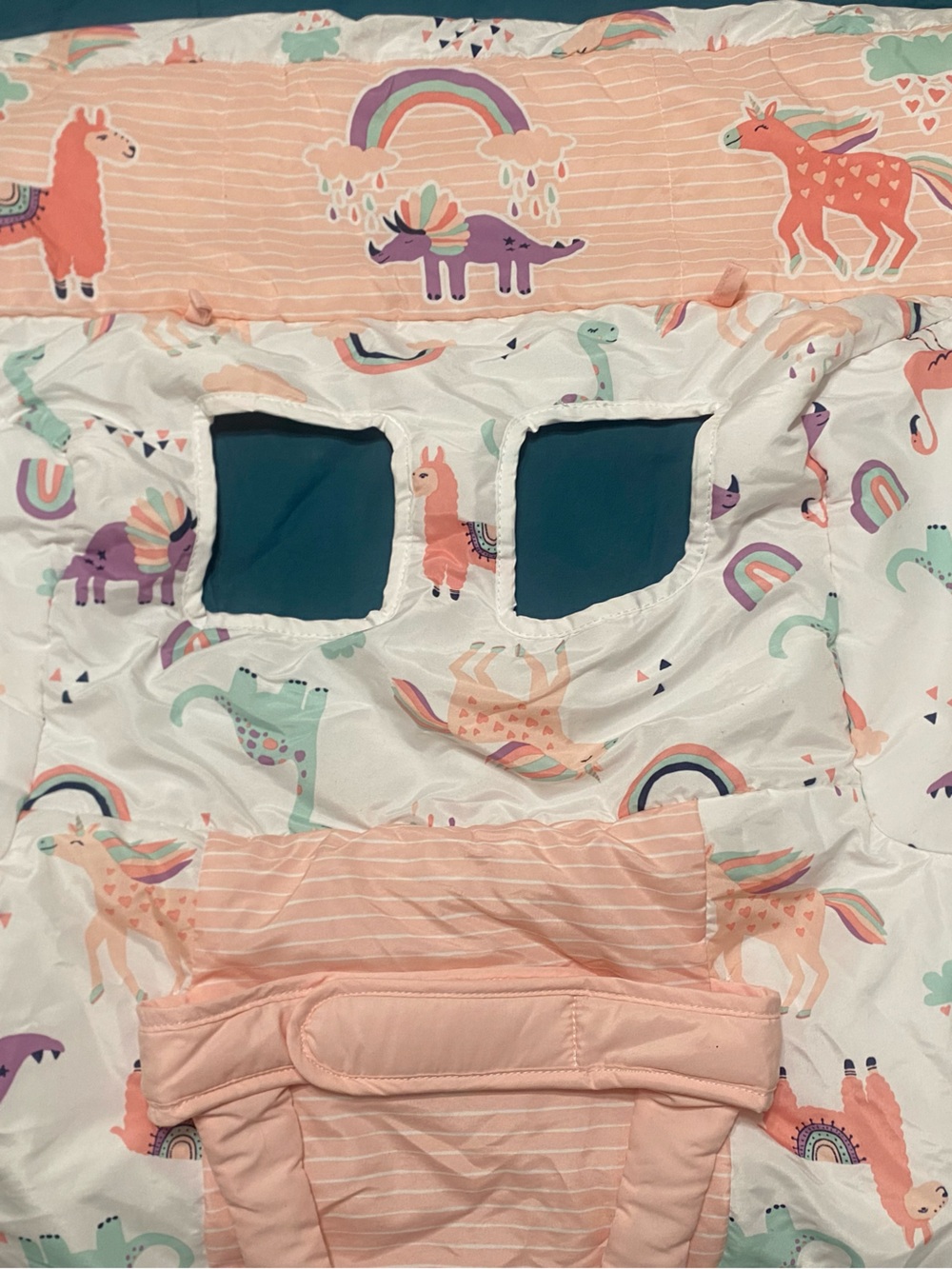 Unicorn & Rainbow Baby Seat Insert Cushion - Pink Multi